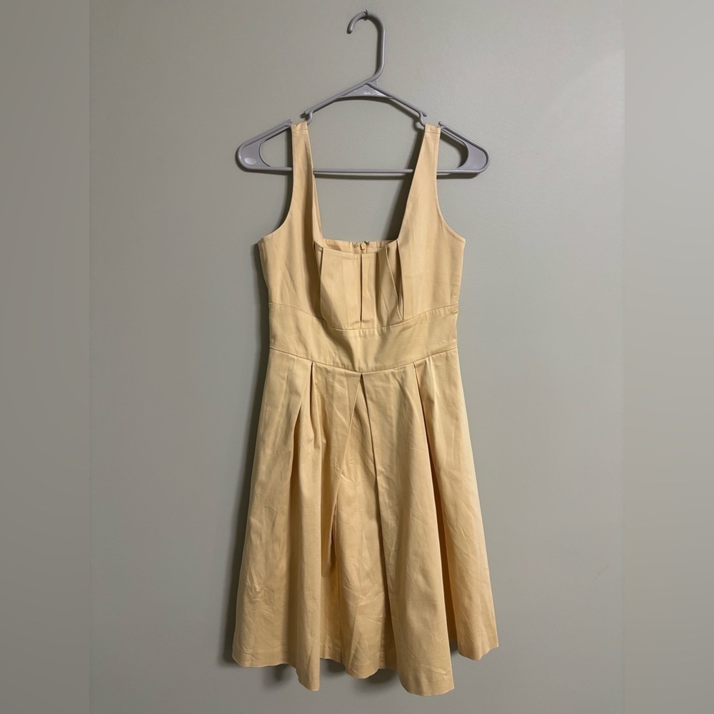 Calvin Klein Dress Size 2 Yellow Fit & Flare A Line Sleevless Cotton Stretch